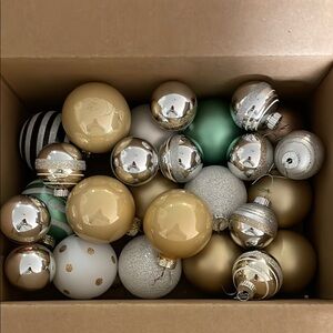 Assorted Holiday Ornament Set - Gold, Silver, and Green